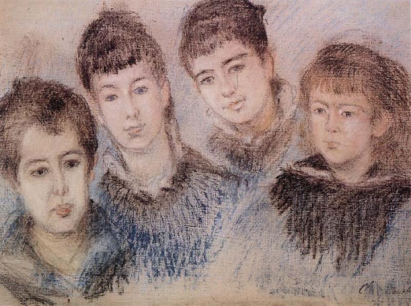 Claude Monet The Four Hoschede Childern Jacques,Suzanne,Blanche and Germaine oil painting picture